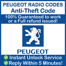 PEUGEOT RADIO CODE 207 104 1007 107 106 CD 208 2008 Player 205 204 108 308 206