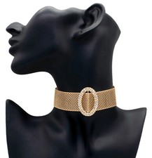 Gold colour choker mesh chunky - gold,