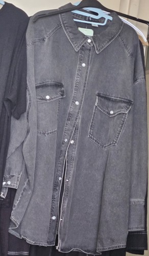 Black denim shirt jacket - denim,