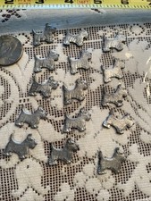 12 Vintage White Metal Scottie