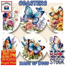 Butterfly Wooden Coasters Set