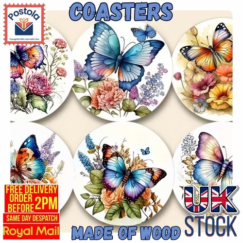 Butterfly wooden coasters set - butterfly,