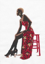 Lady in a red dress painting