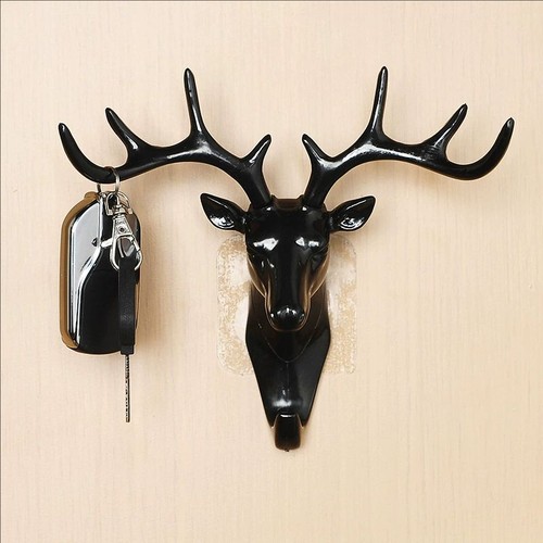 Black wall mounted deer - wall-mounted,