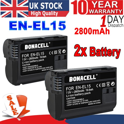 2800mah el15 battery - 2x, en-el15
