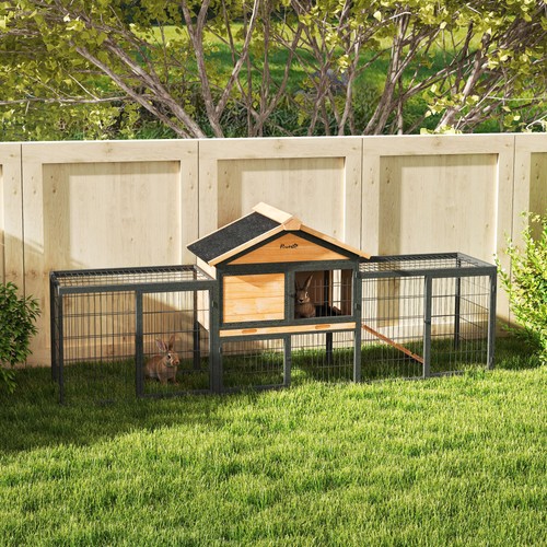 Pawhut rabbit hutch guinea - rabbit,