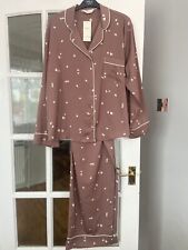 GORGEOUS BNWT M&S DREAM SATIN NUTMEG HEART PRINT REVERE PYJAMAS  8 - 22