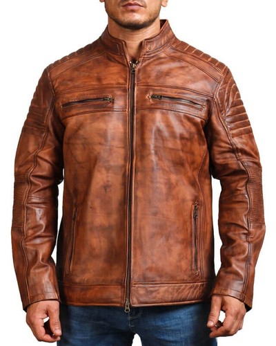 Men hand waxed brown leather - waxed,