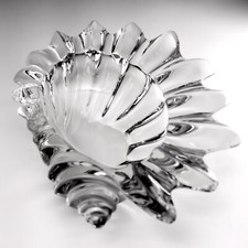 Vintage Art Vannes Lead Glass Scalloped Sea Shell Dish Crystal Clear France VGC