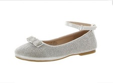 BNWT BADGLEY MISCHKA Girls Rhinestones Crystals Silver Shoes size 13 New also 2