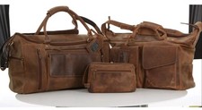Stunning 3 Piece Genuine Leather distressed Holdall Set. Luggage christmas gift 
