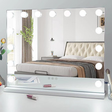 LED Hollywood Makeup Mirror Large Vanity Light Mirror with 15 Dimmable LED Bulbs