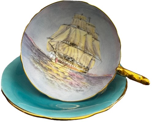 Aynsley teal blue clipper ship - aynsley,