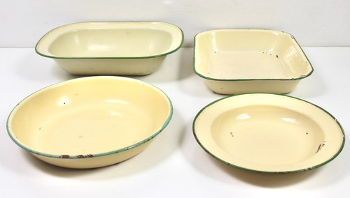 1950s green rim enamelware - 1950s,