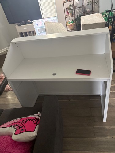 White receptionist desk
