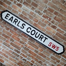 Earls Court Sign Wooden Old