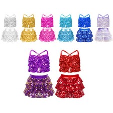 Kids Girls Jazz Latin Ballet Performance Costume 2 Piece Ballroom Dance Outfits