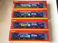 4 x Hornby OO Gauge Drax Biomass wagons (1 x R60176A and 1 x R60177A Twinpacks)