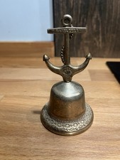 Mayflower Small Brass Hand Bell - Nautical Anchor and Rope with Clapper