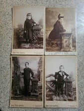 Unique 4 antique Victorian Cabinet Card photos by NY Gallery and Nixon & Best