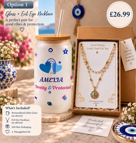 Personalised evil eye glass - evil,