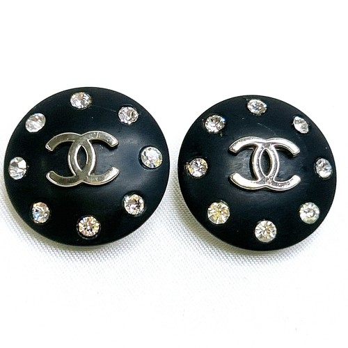 Chanel earrings black cclogo - earrings,