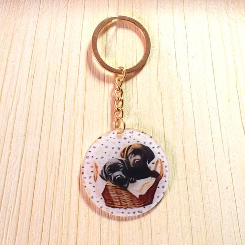 Labrador puppies keyring 2d - puppies,