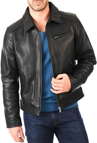 Men black leather - leather, jacket