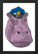 Hippo Police Police hat Framed
