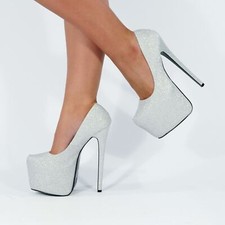 NEW WOMENS LADIES CONCEALED PLATFORM STILETTO HIGH HEELS COURT SHOES SIZE 3-8