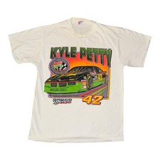Vintage Nascar T-Shirt Size M White 90s Kyle Petty Racing Graphic Single Stitch
