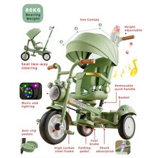 Buzz Biss Foldable Kids Tricycle – Aluminium Alloy Frame - music 
