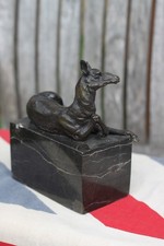 Patinated Bronze Llama Alpaca on Marble Base Signed L Carvin Style 16cm