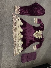 Embroidered  design Aline  kameez  Velvet with stonework  3pc Size Med