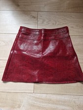 Ladies ZARA  TRF Collection Red Patent Faux Leather Snake Mini Skirt UK 8