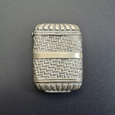 Antique White Metal Vesta Case