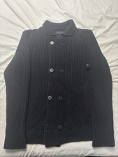 Stone Island Ghost 2012 Navy Double Breasted Cotton Knit Cardigan XXL PTP 25’’