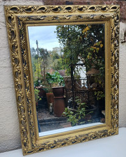 Vtg Gold Wall Mirror Large Kitsch Ornate Plastic Hollywood Regency Prop 50x65cm