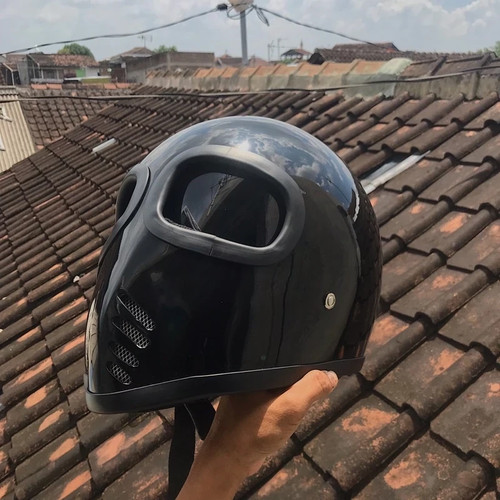 Custom retro motorcycle - retro, helmet
