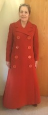 Mansfield Vintage, Orange  100% Wool Full Length Coat, Full Satin Lining, UK 10 
