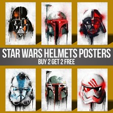 Star Wars Posters Wall Art Helmets Graffiti Style Poster Print A4 A3 A2