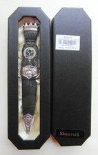 Traditional Scottish Sgian Dubh  with Shamrock Crest Badge. Boxed NEW. Ex shop