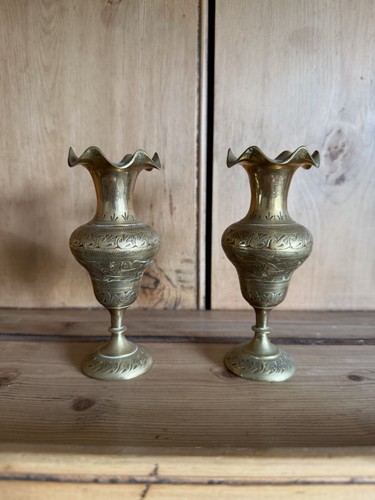 Vintage brass tulip vase - tulip,