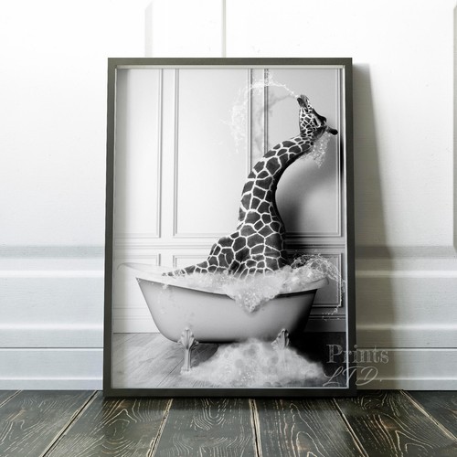 Giraffe taking bubble bath - bubble,