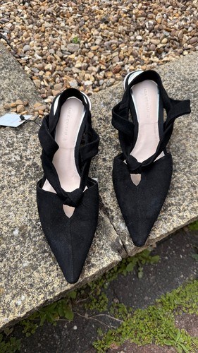 Zara black leather pointed toe - leather,