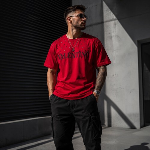Valentino red studded logo - valentino,