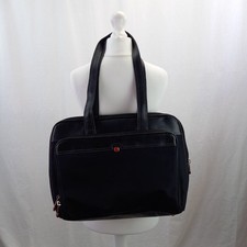 Wenger Black Briefcase Laptop Bag Striped Interior Good