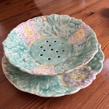 1950s Vintage plate and strainer plate Avon Ware Pastel colours floral