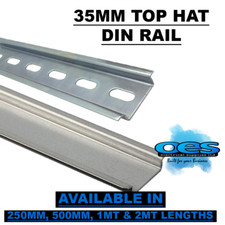 DIN RAIL 35MM TOP HAT PLAIN AND SLOTTED 250MM - 500MM - 1METRE - 2METRE LENGTH