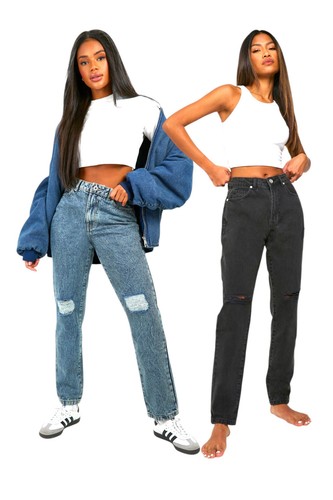 Ladies high waisted ripped - high,